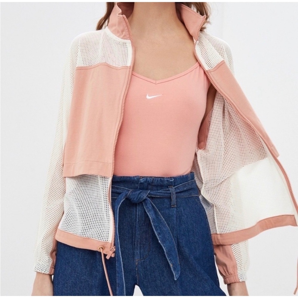 Nike Windbreaker Jacket Womens 2X Pink Mesh Lightweight Full Zip Athletic